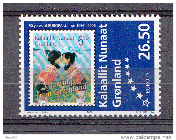 Groenland 2006 Mi Nr 457  Greetings From Groenland; 50 Jaar Europa Zegels , Stamp On Stamp - Neufs