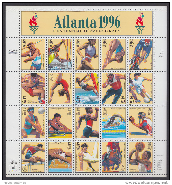 !a! USA Sc# 3068 MNH SHEET(20) (a05) W/ Crease - Summer Olympic Games - Ganze Bögen