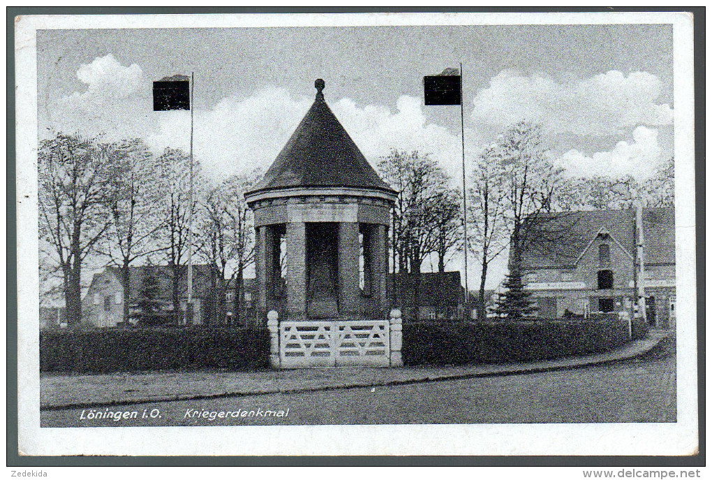 1619 - Ohne Porto - Alte Ansichtskarte Löningen Kriegerdenkmal Denkmal - Gel. 1953 Kamlage - Löningen