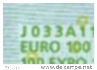 S  ITALIA 100 EURO J033 A1 -  FIRST POSITION - TRICHET   UNC - 100 Euro