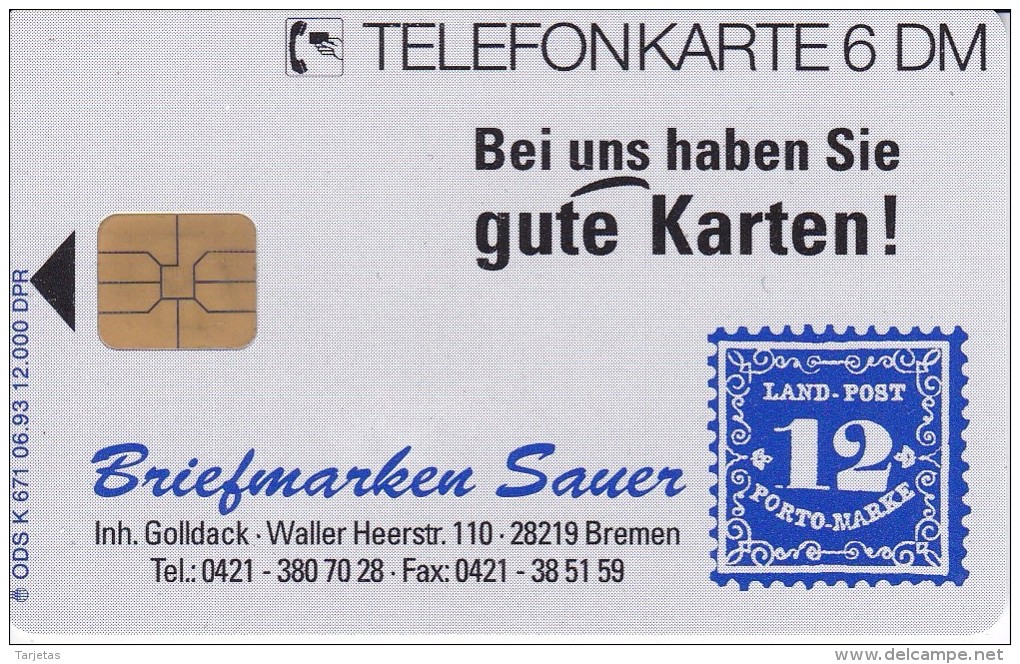 K  671 TARJETA DE ALEMANIA CON UN SELLO DE TIRADA 12000 (SELLO-STAMP) NUEVO-MINT - K-Series: Kundenserie