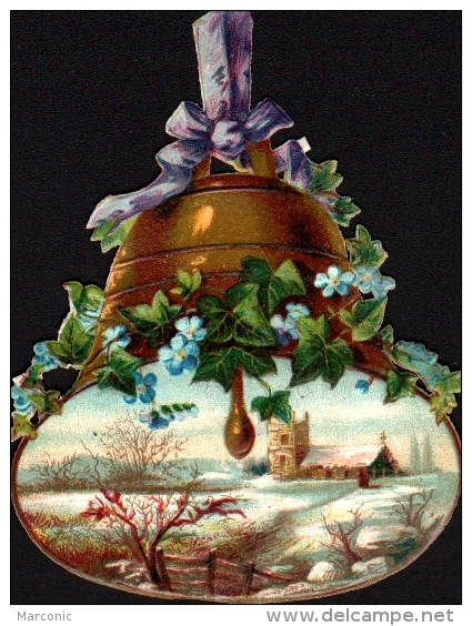 Découpis -  CLOCHE Avec Paysage, Lierre, Myosotis - Motivos De Pascua