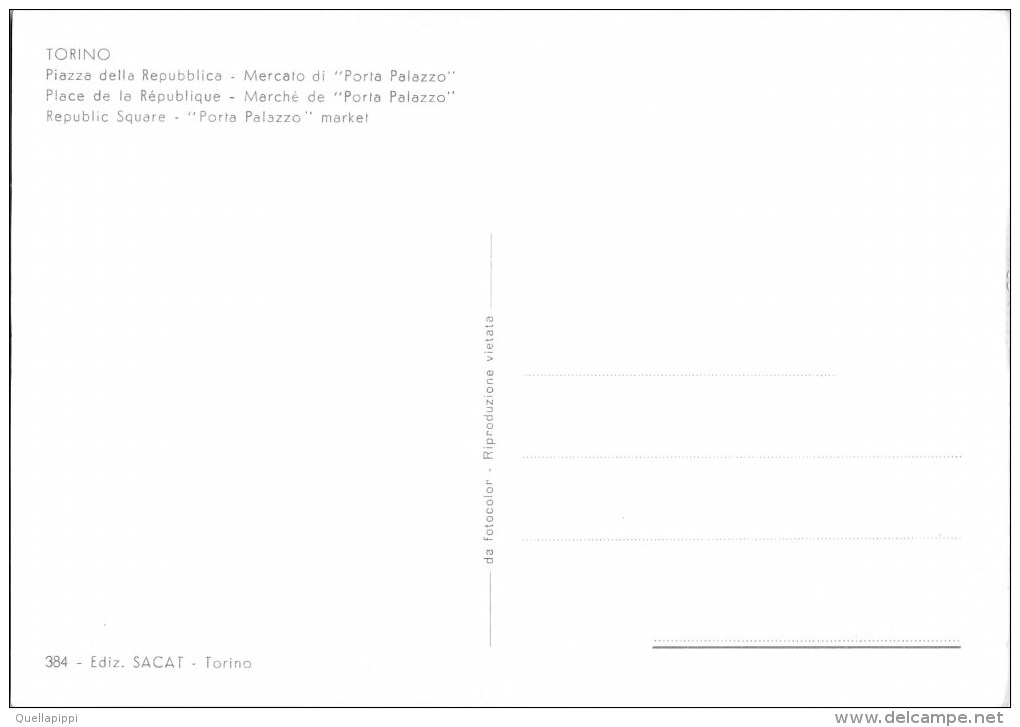 03988 "TORINO - PIAZZA DELLA REPUBBLICA E MERCATO DI PORTA PALAZZO" ANIMATA, AUTO ANNI '60.  CART.  NON SPED. - Orte & Plätze