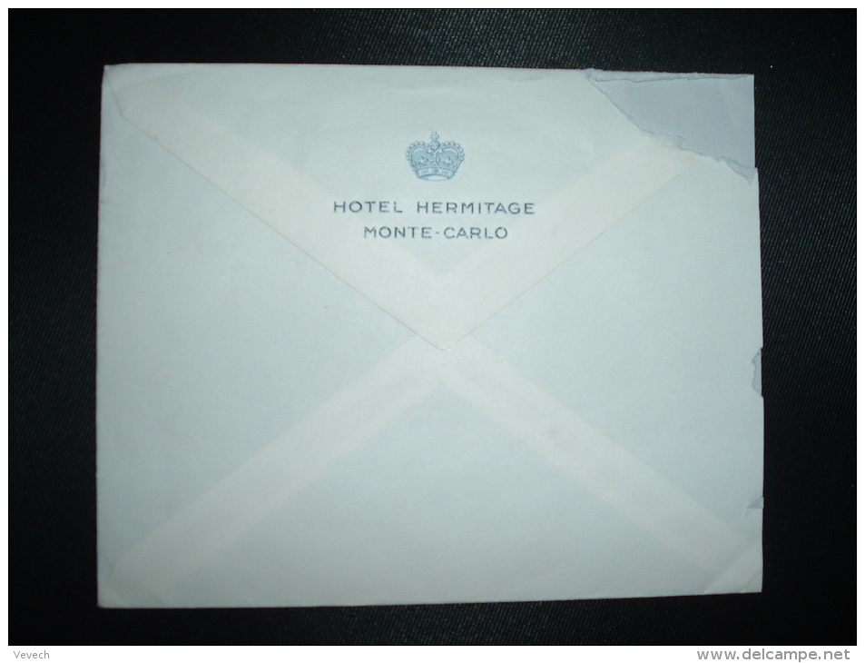 LETTRE TP RAINIER III 0,25 OBL.MEC.21-7-1960 MONTE-CARLO + MUSEE OCEANOGRAPHIQUE + HOTEL HERMITAGE - Brieven En Documenten