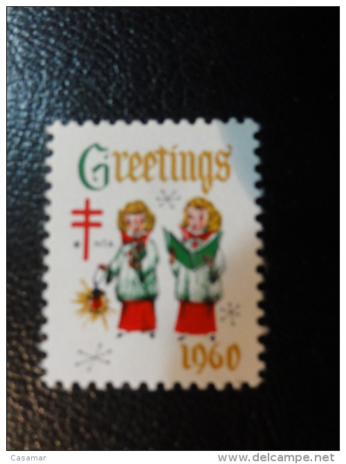 1960 Angel Vignette Christmas Seals Seal Poster Stamp USA - Unclassified