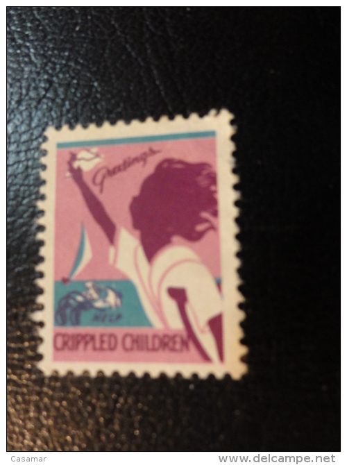 Help Crippled Children Health Vignette Charity Seals Seal Label Poster Stamp USA - Non Classificati