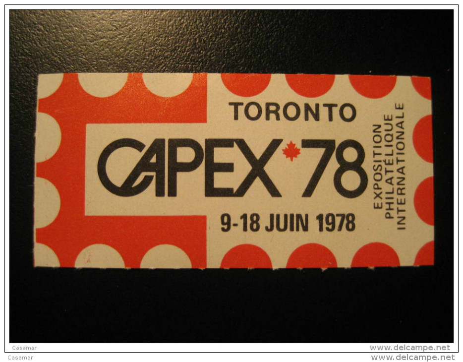 Toronto 1978 CAPEX Poster Stamp Label Vignette Viñeta CANADA - Local, Strike, Seals & Cinderellas