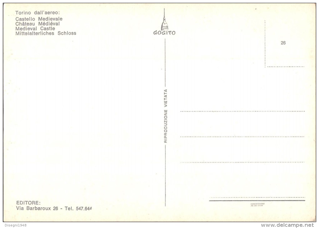 04972 "TORINO - CASTELLO E BORGO MEDIEVALE - VEDUTA PANORAMICA AEREA" CART. POST. ORIG. NON SPEDITA. - Tarjetas Panorámicas