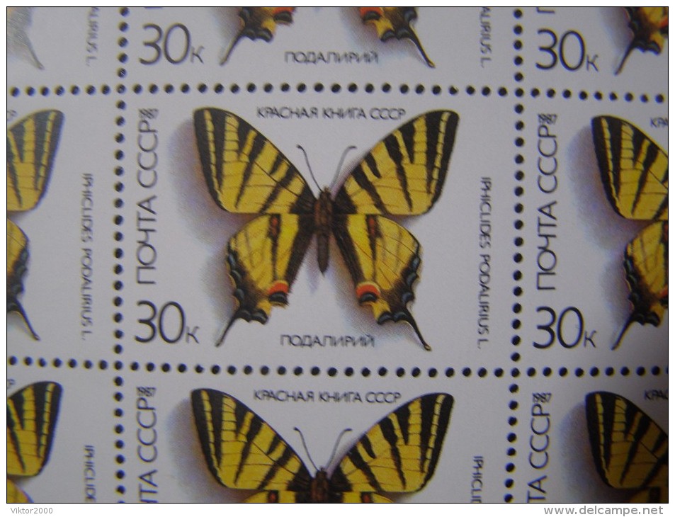 RUSSIA 1987MNH (**)YVERT 5377-78,80 Butterflies/ SHEET 3X36 Papillon/ De La FEUILLE 3X36 - Hojas Completas