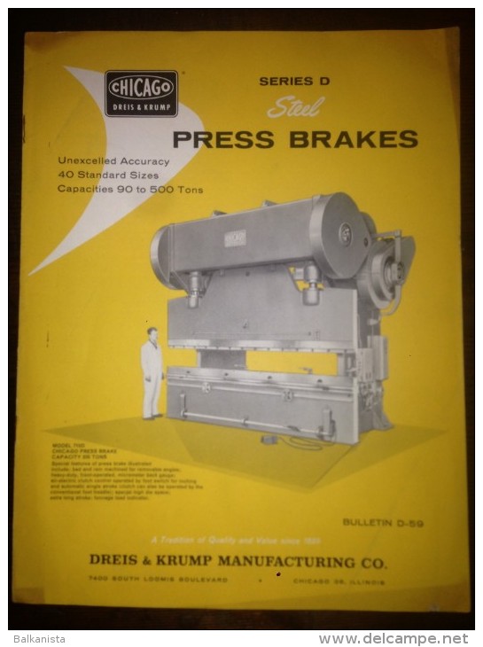 Chicago Dreis Krump Steel Press Brakes Brochure - Matériel Et Accessoires