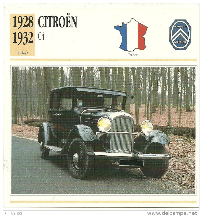 Fiche Technique Automobile Citroën C4 1928-1932 - Autos