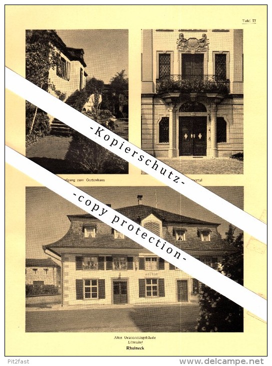 Photographien / Ansichten , 1937, Thal SG , Klingelburg , Bürkli , Rheineck , Löwenhof , Prospekt , Fotos , Architektur - Rheineck