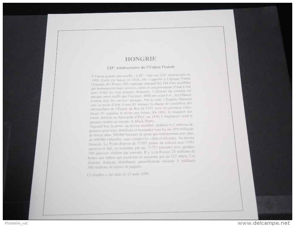 HONGRIE-  Bloc Luxe Avec Texte Explicatif - Belle Qualité - À Voir -  N° 11617 - Blocks & Sheetlets