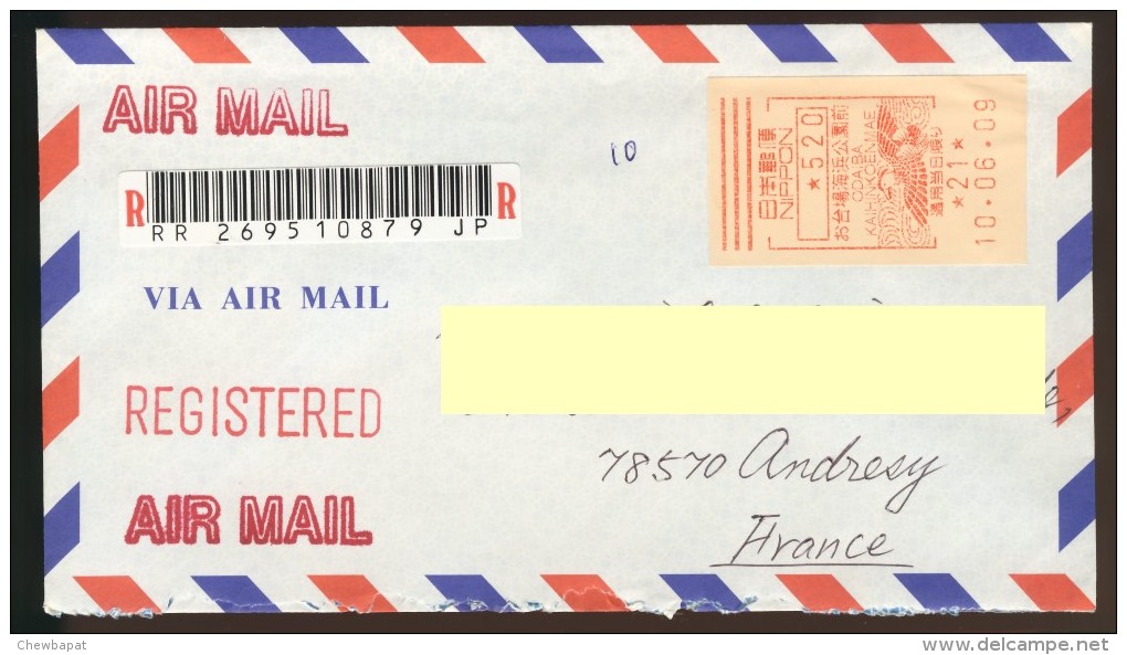 Japon - Enveloppe Recommandée Par Avion - 10-06-2009 - Air Mail - Covers