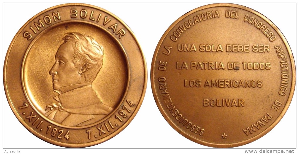 VENEZUELA. MEDALLA OFICIAL SESQUICENTENARIO CONGRESO ANFICTIONICO DE PANAMA. 1.974. COBRE - Monarchia / Nobiltà