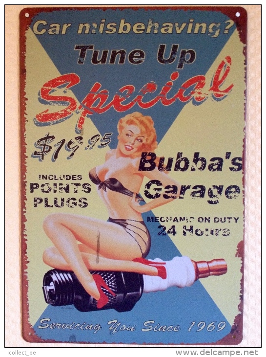 PIN-UP CAR GARAGE - TIN SIGNS - Plaque Métallique Publicitaire Décorative - Tin Signs (vanaf 1961)