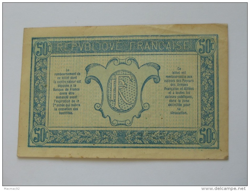 50 Centimes - Trésorerie Aux Armées 1917 - A  **** EN ACHAT IMMEDIAT **** Billet Recherché !!!! - 1917-1919 Trésorerie Aux Armées