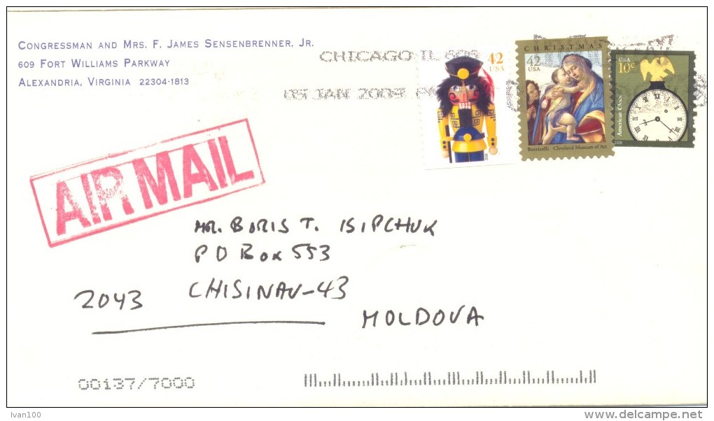 2009. USA, The Letter By Air-mail Post From Alexandria(Virginia) To Moldova - Brieven En Documenten