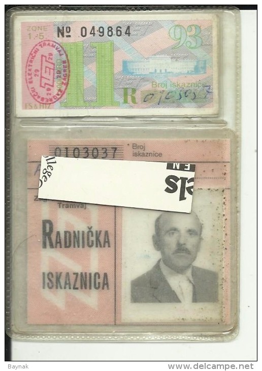 CROATIA, ZAGREB   --  ZET  ( ZAGREB ELEKTR. TRAMWAY )   --  TRAMWAY  --  WORKERS PASS  --  YEAR 1984 - Europe