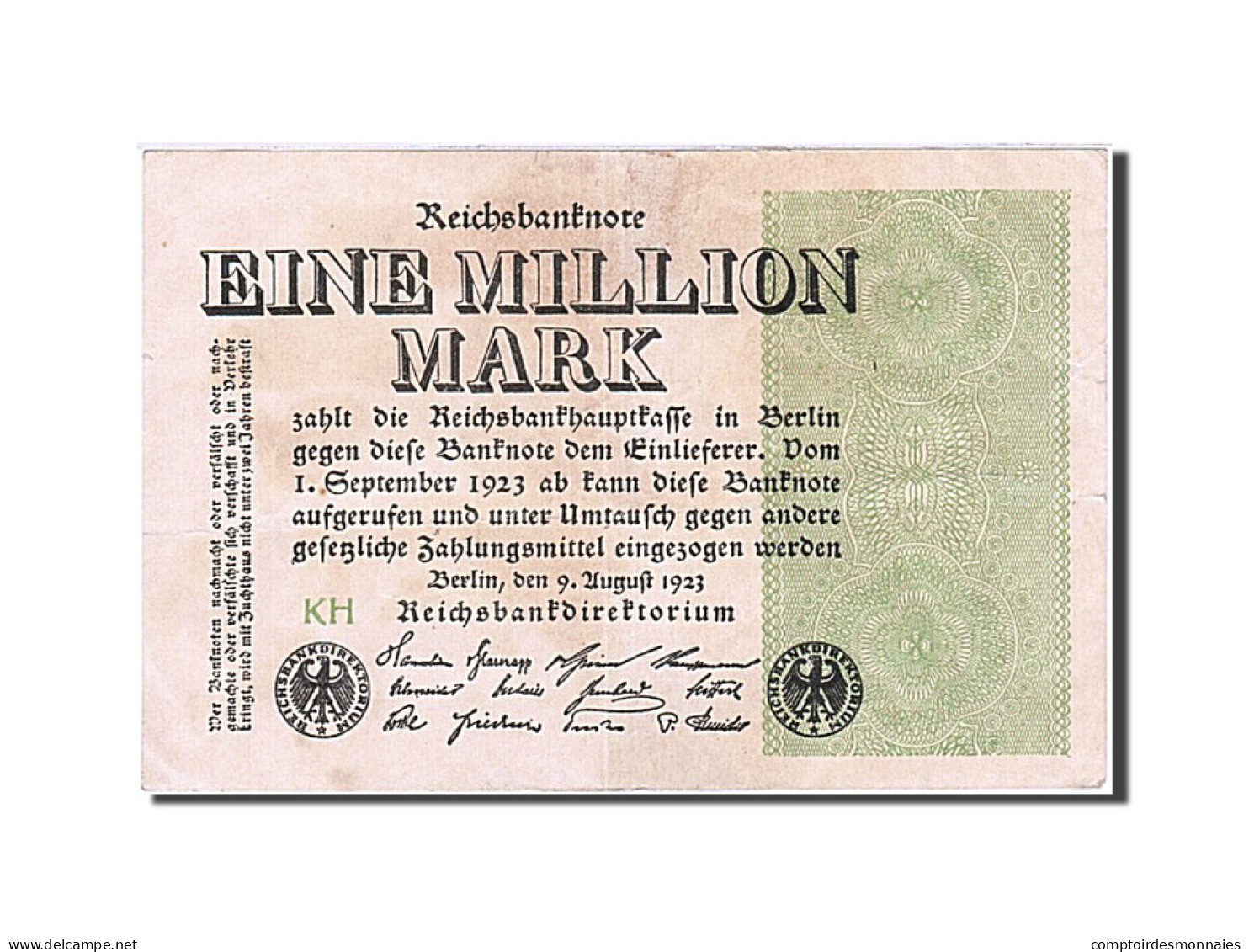 Billet, Allemagne, 1 Million Mark, 1923, 1923-08-09, KM:102d, TTB+ - 1 Million Mark