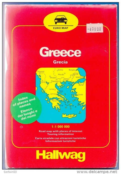 CARTE ROUTIERE SOLDE LIBRAIRIE 1981 EURO MAP INDEX DES NOMS ET DES LIEUX GRIECHENLAND GRECE 1:1000000 AVEC CURIOSITES - Maps/Atlas