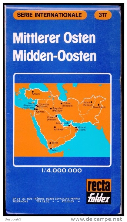 CARTE ROUTIERE RECTA FOLDEX 1980 SERIE INTERNATIONALE 317 MOYEN-ORIENT MIDDLE EAST MITTLERER OSTEN MIDDEN-OOSTEN - Maps/Atlas