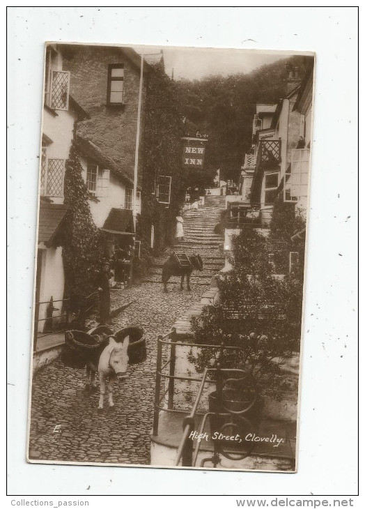 G-I-E , Cp, Angleterre , CLOVELLY  , ANIMAUX , ÂNE , High Street  , Ed : Reilly Sunshine Series , Real Photo , écrite - Clovelly