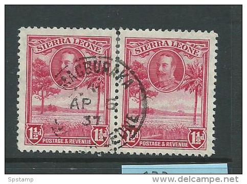 Sierra Leone 1932 KGV 1&1/2d Rose Carmine Pair FU Magburaka Cds - Sierra Leone (...-1960)