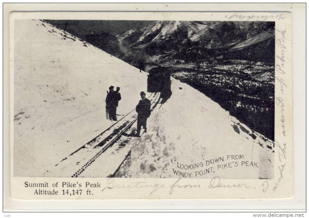 Summit Of PIKE's PEAK, Looking Down From Windy Point, Cog Railway , Used 1908 - Rocky Mountains