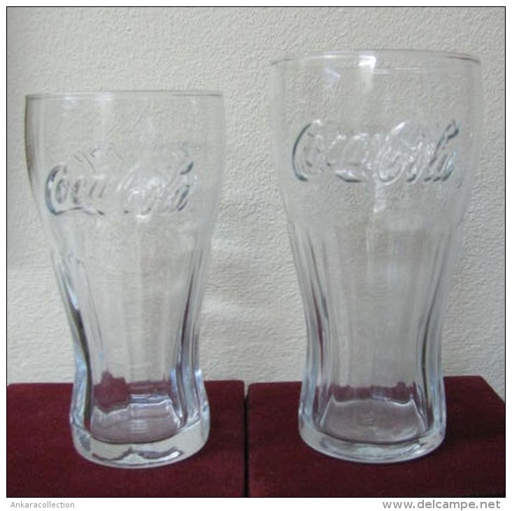 AC - COCA COLA TUMBLER CLEAR GLASSES TWO DIFFERENT SIZES PAIR FROM TURKEY - Tasses, Gobelets, Verres