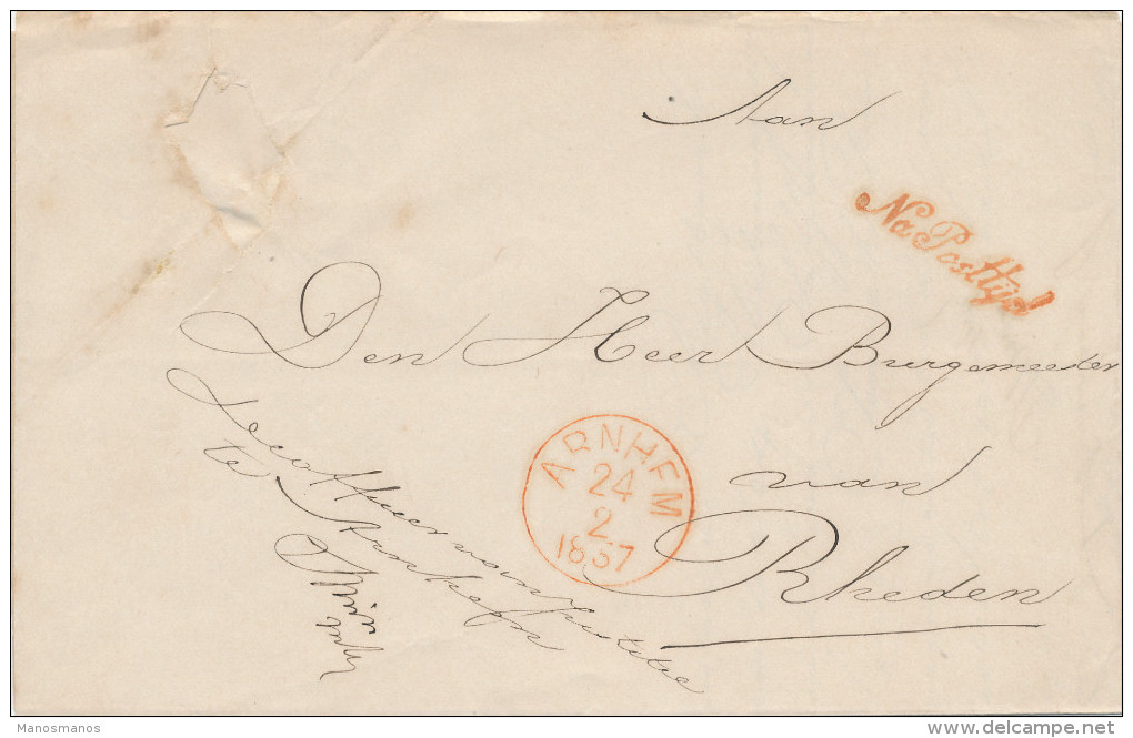 659/23 - NETHERLANDS 5 X Unfranked Cover ARNHEM 1857 /1861 , Wv 4 X Franchise Officier Van Justitie - Sonstige & Ohne Zuordnung