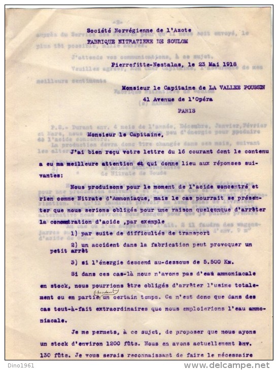 VP3533  - Lot De Documents Concernant La Fabrique Nitratiere De SOULOM & PIERREFITTE NESTALAS Pour PARIS - Dokumente