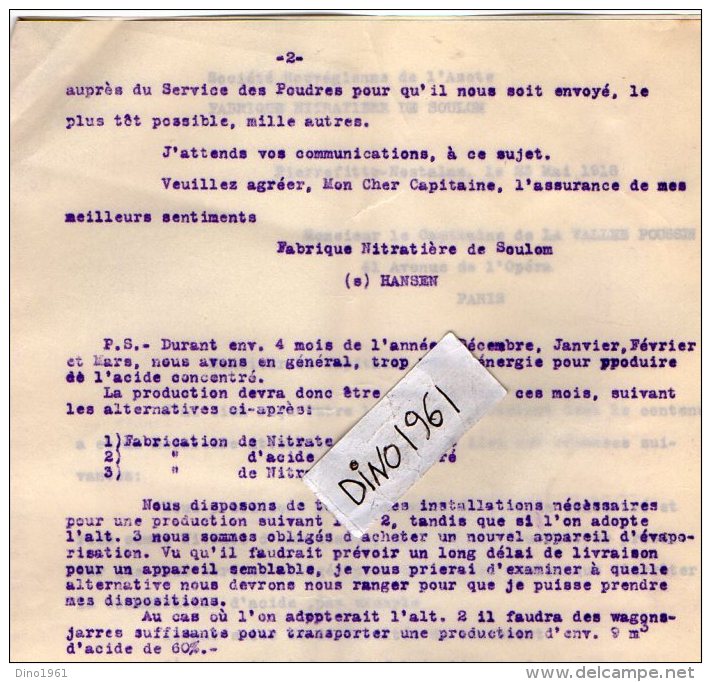 VP3533  - Lot De Documents Concernant La Fabrique Nitratiere De SOULOM & PIERREFITTE NESTALAS Pour PARIS - Dokumente