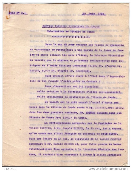 VP3533  - Lot de Documents Concernant la Fabrique Nitratiere de SOULOM & PIERREFITTE NESTALAS pour PARIS