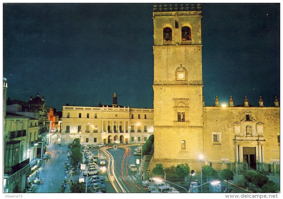 BADAJOZ, Vista Nocturna De La Catedral, 2 Scans - Badajoz