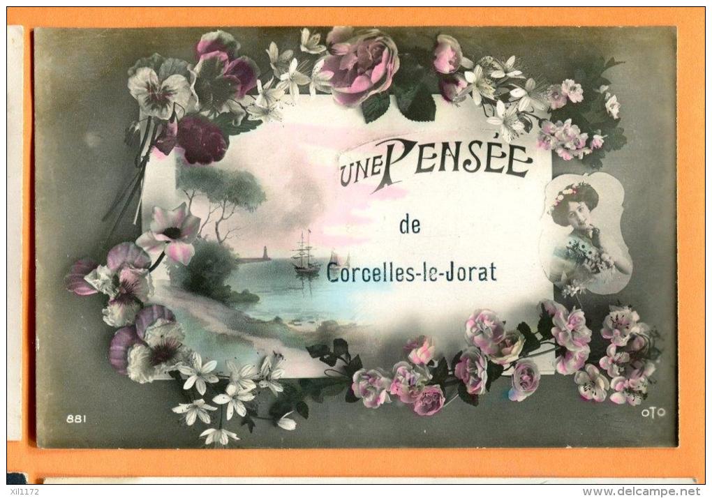 FAE-02  Une Pensée De Corcelles-le-Jorat, Fantaisie, Pensées, Violettes, Roses. Cachet Corcelles-le-Jorat Pour Cossonay - Cossonay