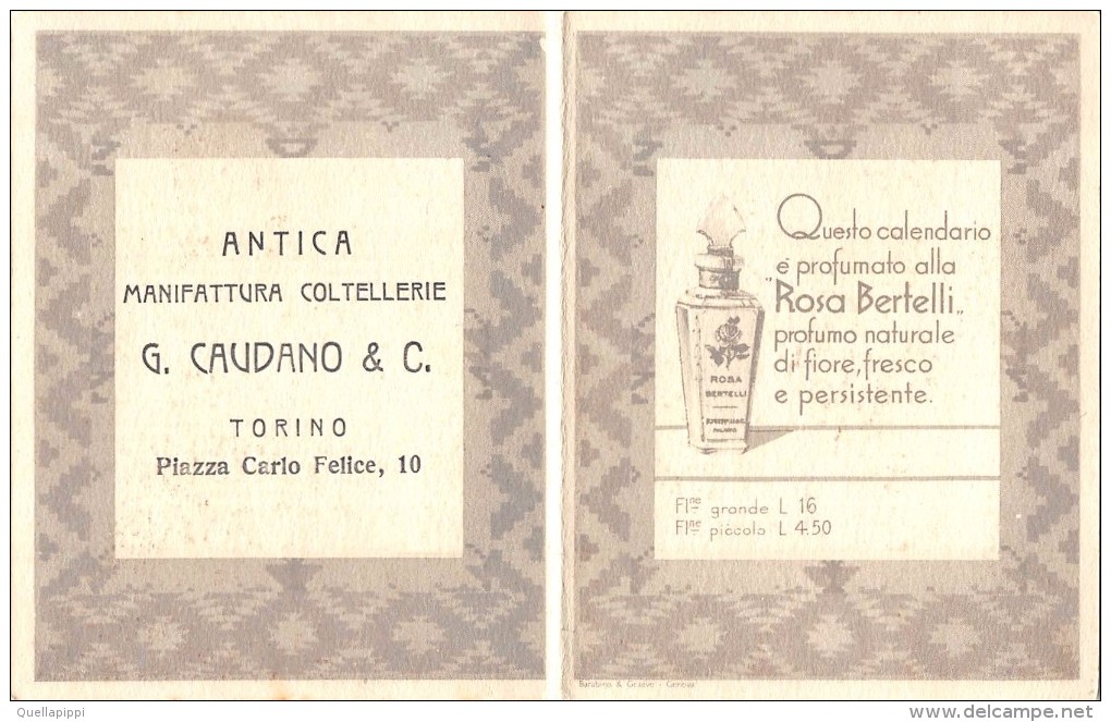 04050 "BERTELLI - CALENDARIO 1934" COSTUMI DELL'EUROPA ORIENTALE - ANTICA MANIFATTURA COLTELLERIE CAUDANO & C. -TORINO - Kleinformat : 1921-40