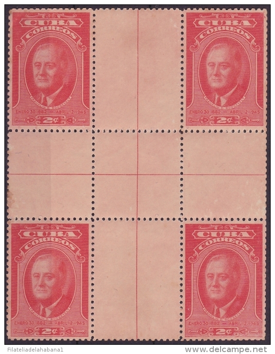 1947-166 CUBA. REPUBLICA. 1947. Ed.390CH. FRANKLIN D. ROOSEVELT. CENTER OF SHEET MNH. - Neufs