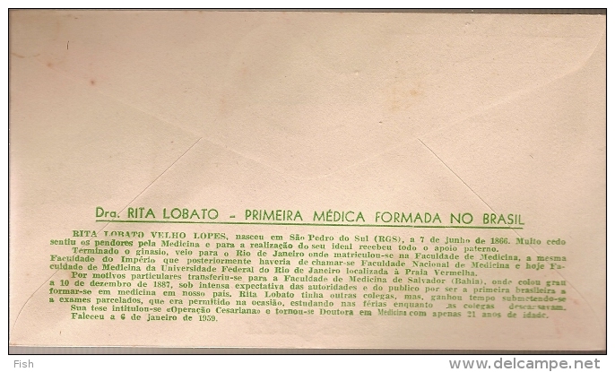 Brazil & FDC Dra. Rita Lobato, The First Medical Diploma In Brazil 1887, Guanabara 1967 (817) - FDC