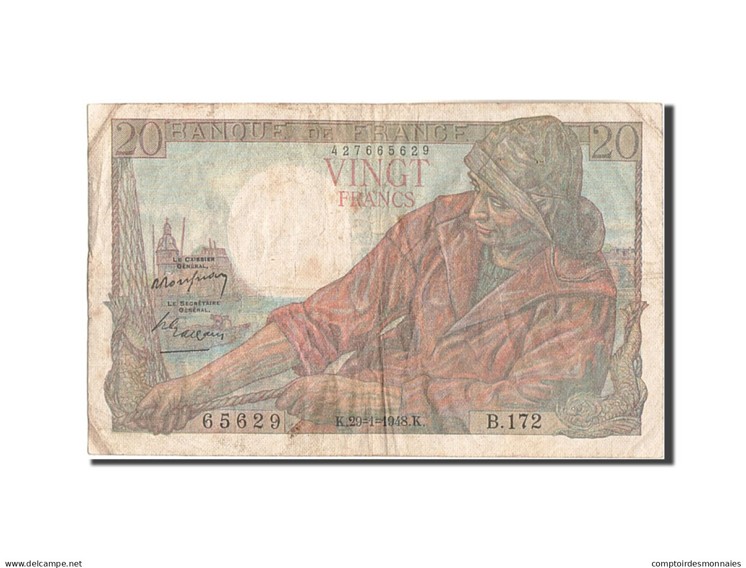 Billet, France, 20 Francs, 20 F 1942-1950 ''Pêcheur'', 1948, 1948-01-29, TB - 20 F 1942-1950 ''Pêcheur''