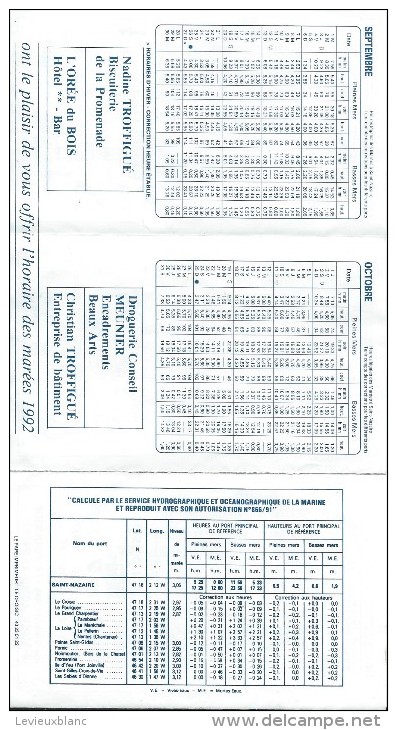 Calendrier De Poche /Horaires Des Marées/Le Pouliguen / Le Pape Imprimeur/Le Croisic /1992   CAL308 - Andere & Zonder Classificatie