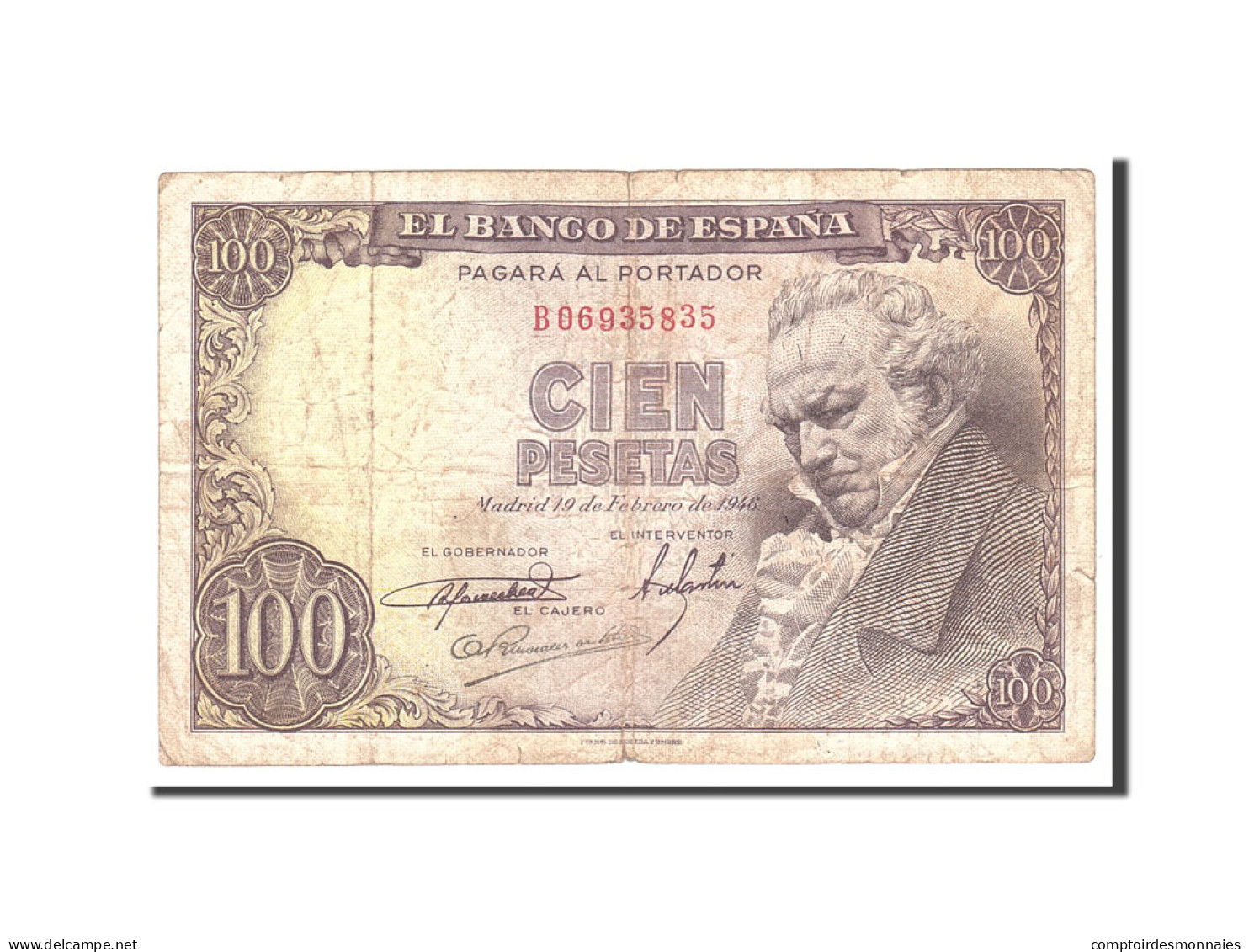 Billet, Espagne, 100 Pesetas, 1946, 1946-02-19, KM:131a, TB - 100 Pesetas