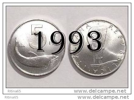 !!! LIRE 5 1993 FDC " DELFINO " ITALIA !!! - 5 Lire