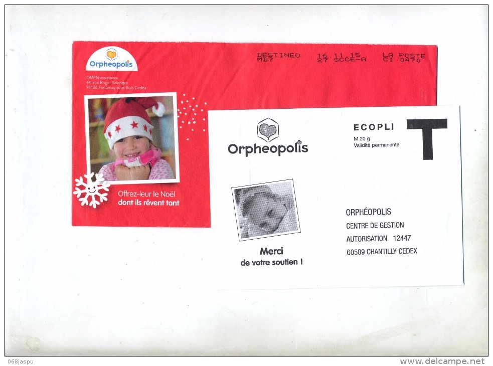 Lettre Reponse T Oepheopolis + Destineo Pere Noel - Cards/T Return Covers