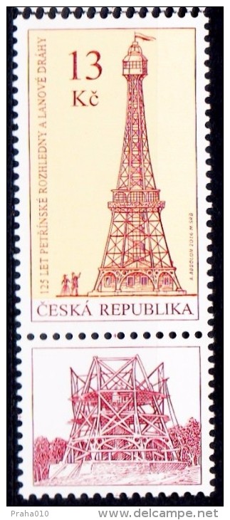 Czech Rep. / Stamps (2016) 0879 K1D: 125 Years Petrin Lookout Tower And Cableways (1891); Painter: Adolf Absolon - Unused Stamps