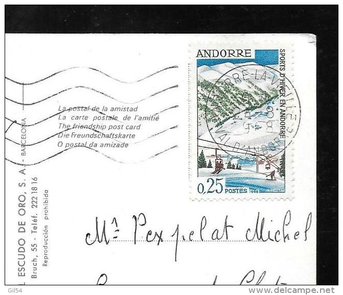 Timbre D´andorre  Au Dos D´une Carte Postale En 1968  - Qaa2708 - Briefe U. Dokumente