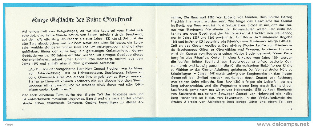 Staufeneck,Kurze Geschichte Der Ruine Staufeneck,Dr.A.Aich,Bad Cannstatt,ca.1950 - Baden -Wurtemberg