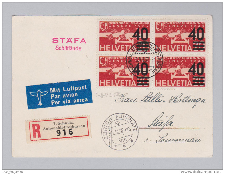 Schweiz Flugpost 1937-07-15 Automobilpost Stäfa Schifflände Mit Zu#FP25 VB - First Flight Covers