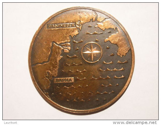 Soviet Union Ca 1980 Internationaler Meeresreht Sea Justice Schiff Ship Table Medaille Diam 6 Cm - Souvenirmunten (elongated Coins)