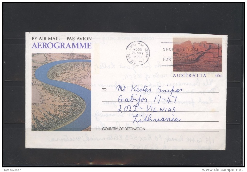 AUSTRALIA Aerogramme Bedarfsbrief AU 020 Air Mail Mountains Rocks River - Aérogrammes